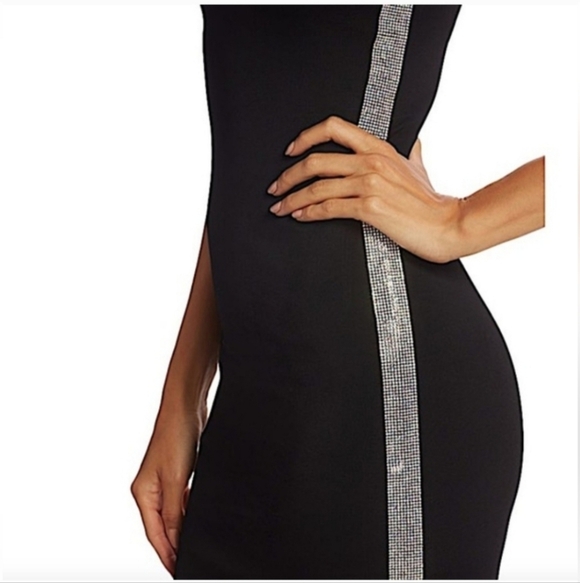 Alice + Olivia Black Mini Dress with Silver Accents - Picture 4 of 16